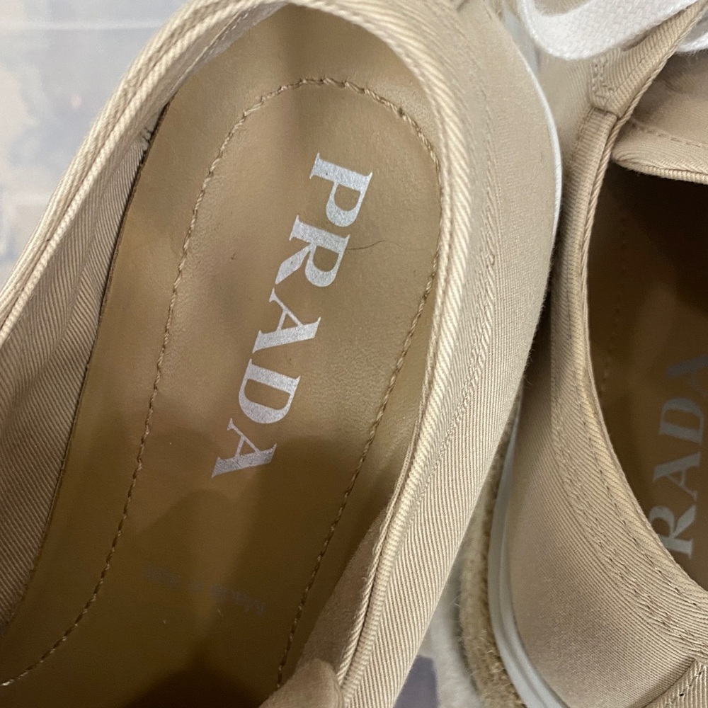 PRADA Natural Gabardine Espadrille Wedge Sneakers 38 - Picture 7 of 10